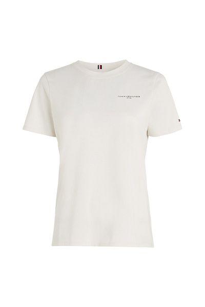 Tommy Hilfiger Béžové dámské tričko Crew Neck - Ww0ww37877ac0