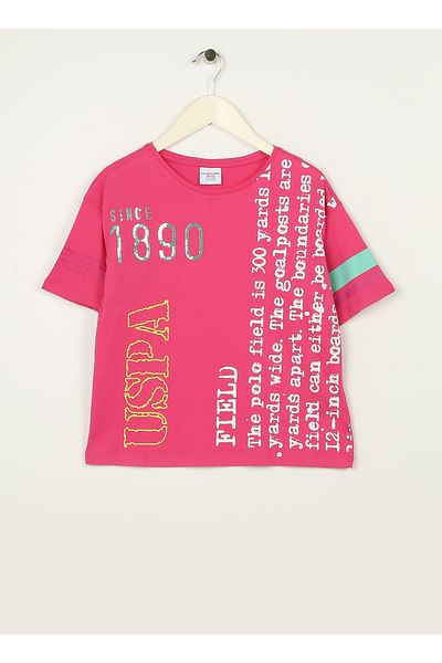 U.S. Polo Assn. Tricou pentru fetiță cu imprimeu roz - Purlen