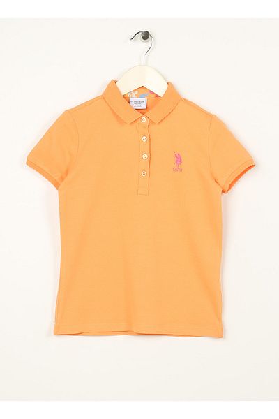 U.S. Polo Assn. Tricou pentru fete portocaliu simplu Tp01-ıy023