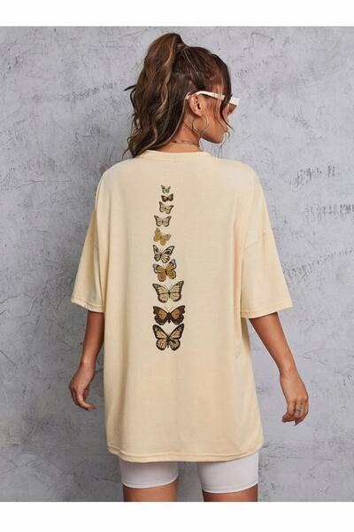 Keywest Ženska 'leptir' leđa veće veličine Štampano bež Oversize kroj okrugla...