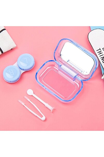 BVER Sevimli Karikatür Baskılı Aynalı Lüks Kontakt Lens Kutusu /lens Saklama Kabı