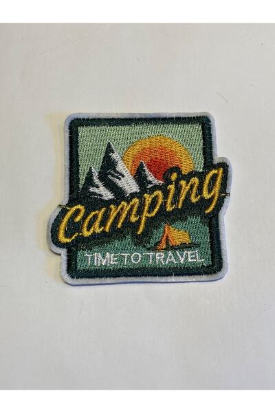 StüdyoÜmitTişört وقت التخييم في الهواء الطلق - رقعة السفر (نقش، تزوير، رقعة الجينز)