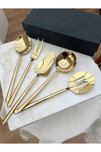 ÖZ Dmr Life 5 Piece Titanium Gold Sauce Serving Set (Small Size)