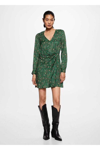 MANGO Woman Satinkleid mit Paisleymuster