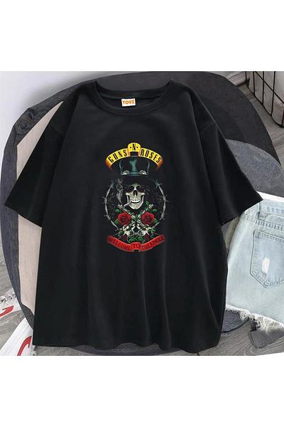 Touz Σειρά άτομα χωρίς όπλα - Μπλουζάκι Guns N' Roses Skull Black Unisex Oversize