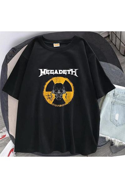 Touz Rock Series Megadeth Danger Skull Μαύρο μπλουζάκι Unisex Oversize