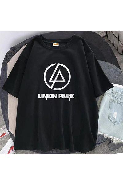 Touz Rock Series Linkin Park Logo Black Unisex Oversize T-shirt