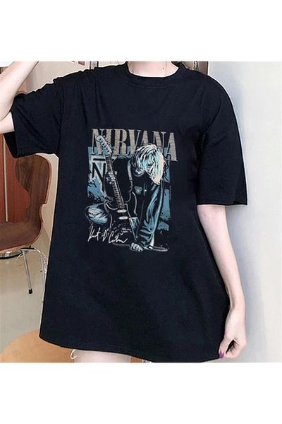 Touz Rock Series Nirvana Poster Black Unisex Oversize T-shirt