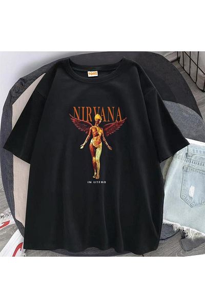 Touz Rock Series Nirvana In Utero Μαύρο μπλουζάκι Unisex Oversize