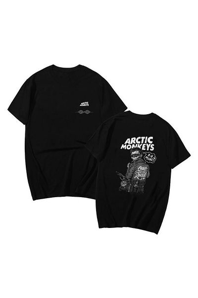 Touz Rock Series Arctic Monkeys Back Printed Black Unisex Oversize T-shirt