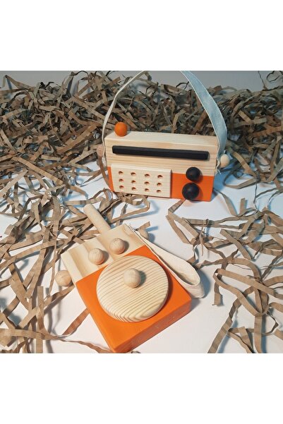 aswood جهاز اتصال لاسلكي خشبي مصنوع يدويًا للأطفال + مجموعة ألعاب راديو للأطف...