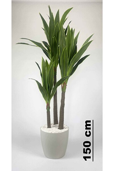 BİÇİÇEK Yapay Yuka Ağacı 150cm Büyük Boy Kırıkbeyaz Renk Yakut Saksıda Yapay ...