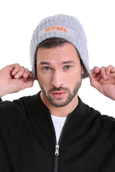 Hatemoğlu قبعة صغيرة قطنية رمادية داكنة محبوكة سادة