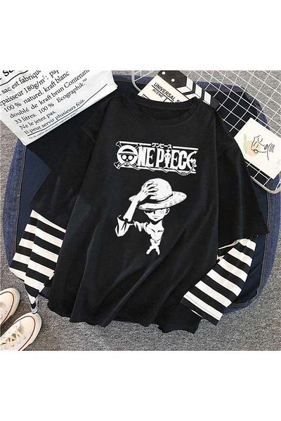 Touz One Piece Printed Fake Sleeves Unisex Μαύρο T-shirt