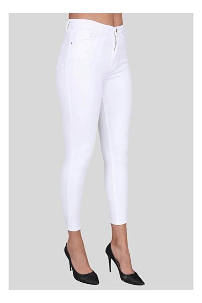 LAMİRA Women's White High Waist Skinny Jeans