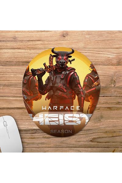 Pixxa موديل لوحة ماوس مع مسند للمعصم من Warface - 3 بيضاوي