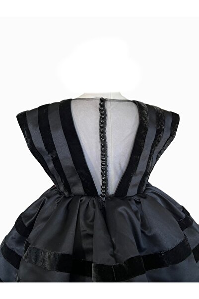 zühre balaban Βραδινό φόρεμα για κορίτσια με λεπτομέρεια Black Swan Black Velvet