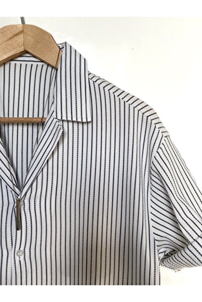 MİRMARONİ Νέα σεζόν ριγέ ανδρικό υπερμεγέθη βαμβακερό καλοκαιρινό κοντομάνικο πουκάμισο