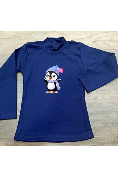 LADİJİTAL BASKI ÇÖZÜMLERİ Mornarsko plava majica za decu sa pingvinom Štampano