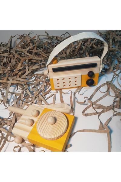 aswood جهاز اتصال لاسلكي خشبي مصنوع يدويًا للأطفال + مجموعة ألعاب راديو للأطفال، لعبة مونتيسوري، هدية للأطفال