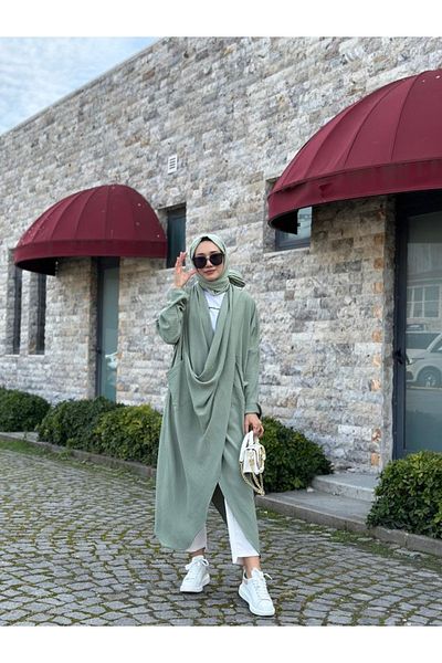 NS Moda Hijab Cross Kangaroo Tunic Mint Model-417