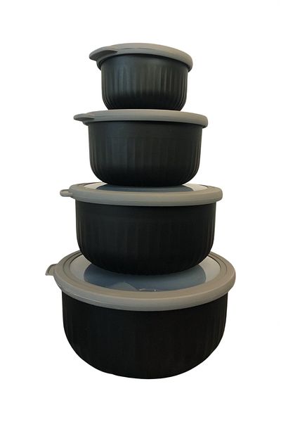 VİP AHMET Black Vacuum 4-Piece Storage Container Set