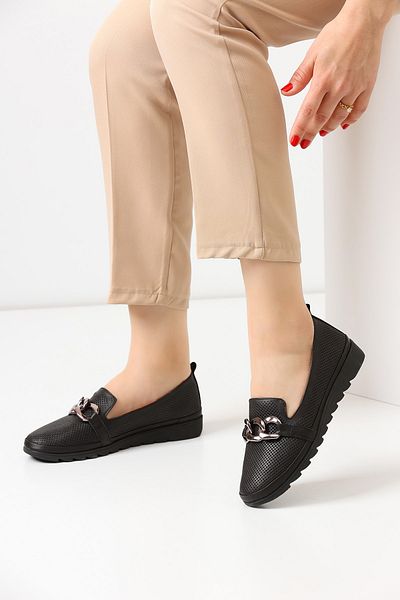 en7 Loafer de damă negru din piele naturală 111