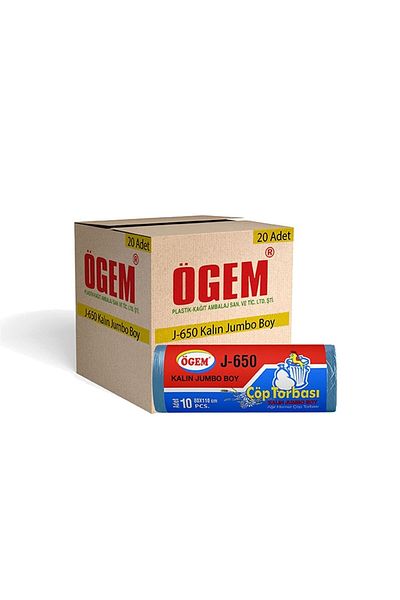 ÖGEM PLASTİK Wholesale Garbage Bag Jumbo Size 80x110 Cm - J650 (1 Box, 20 Pieces)