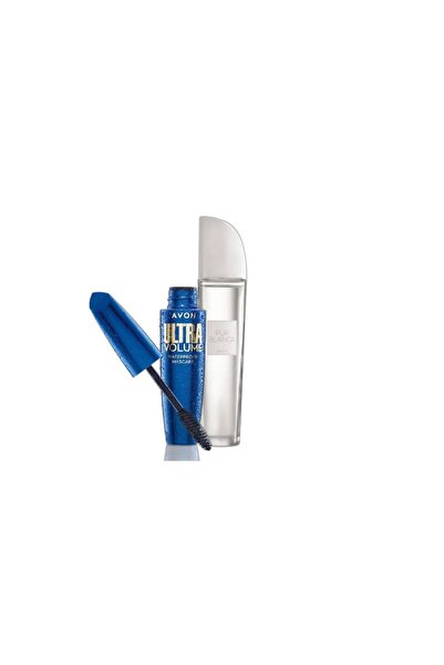 AVON عطر بور بلانكا 50 مل + ماسكارا سوداء للغاية مقاومة للماء