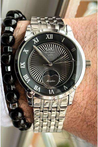 Q&Q Brand Steel Strap, Waterproof, Silver Color Men's Wristwatch+bracelet