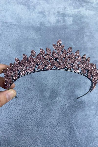 Hobigram Pink Jessie Model Elegant Stone Henna și Coroana de Mireasă Accesoriu pentru păr – Coroană, Crystal Stone, Model Elegant – Coroană