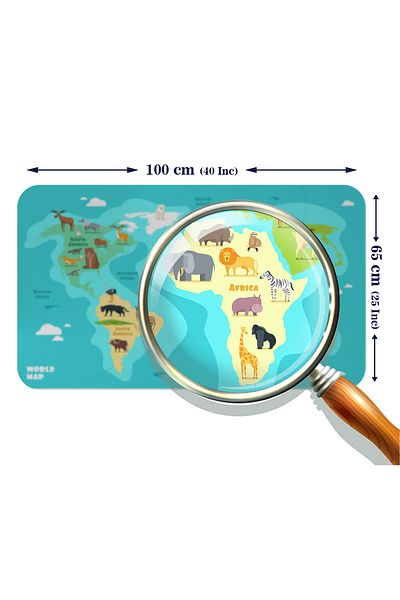 lilafil Educational World Map World Atlas Children's and Baby's Room Wall Sticker