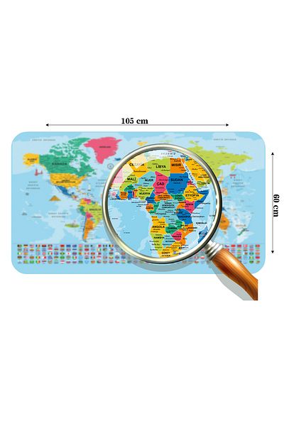 lilafil World and Turkey Map Educational Tutorial Country Flag Kids and Teen Room Wall Sticker