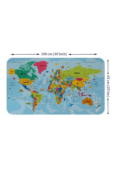 dünyatablo Turkish Educational - Ocean Detailed World Map Wall Sticker