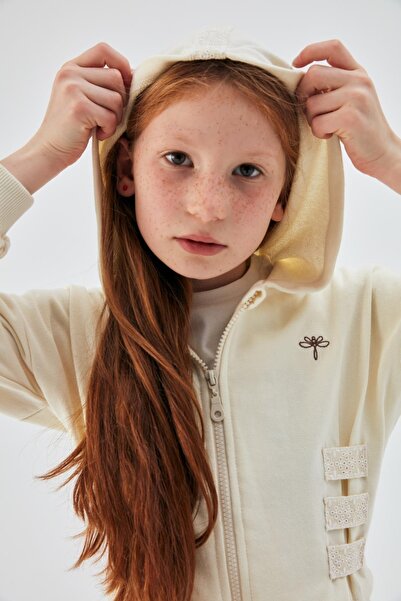 Tyess Girl's Ecru Tracksuit Top 23psstj4403