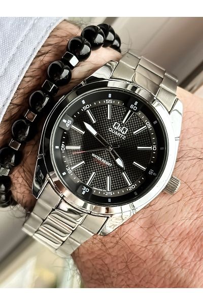 Q&Q Brand Steel Strap, Waterproof, Silver Color Men's Wristwatch+bracelet