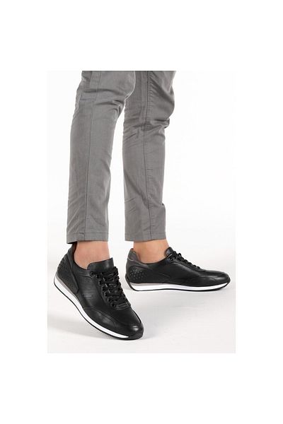 MARCOMEN 13113 Genuine Leather Orthopedic Sole Comfortable Black Men's Sneakers