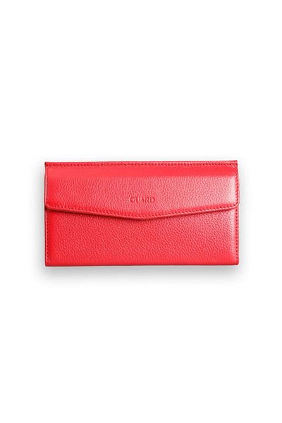 GUARD Red Genuine Leather Women's Wallet with Phone Slot P2223