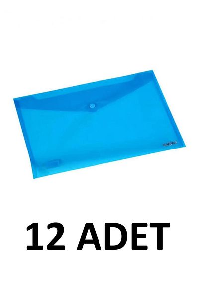 Noki 12 Pieces Transparent A4 Snap Fastener File Envelope File Blue