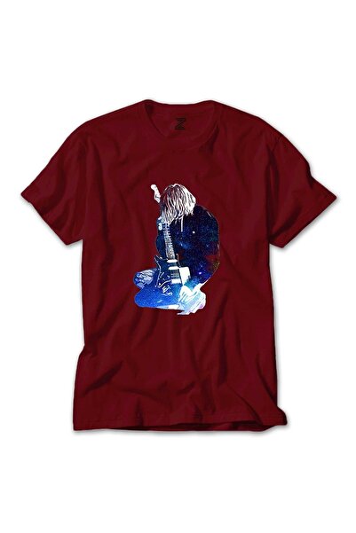 Z zepplin تي شيرت نيرفانا كورت كوبين جالاكسي أحمر