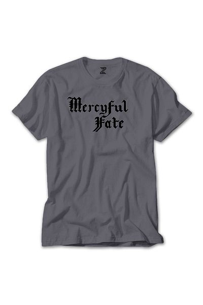 Z zepplin Mercyful Fate Logo Text Grey T-shirt