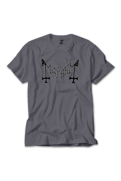 Z zepplin Γκρι T-Shirt με κείμενο λογότυπου Mayhem