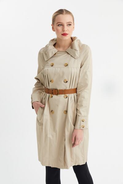 Balizza Blz-deri Kemerli Düğme Detaylı Trençkot