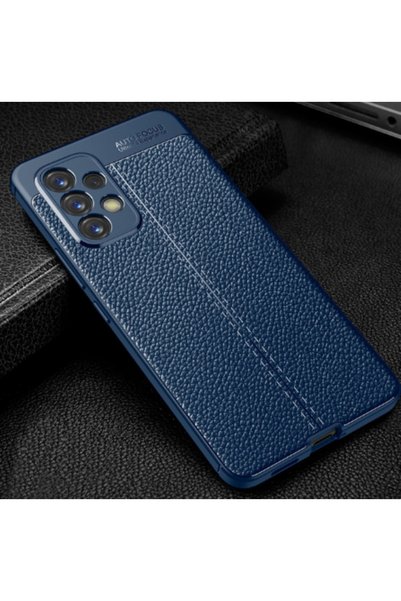 Nezih Case Samsung Galaxy A73 Uyumlu (deri Görünüm) Silikon Kılıf Lacivert