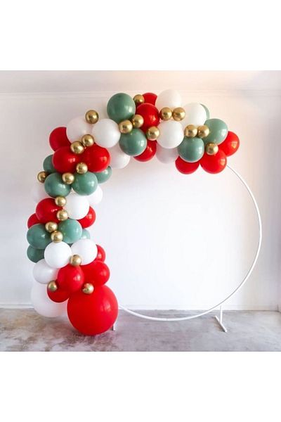 MERİ PARTİ 100 Balloons and Balloon Chain Mold Red White Gold Balloon Concept