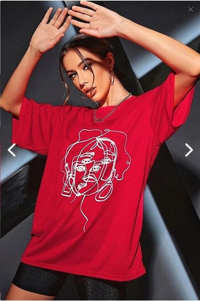 MOONBULL Red Face nyomott Oversize póló