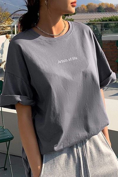 MODAGEN Unisexové triko Stone Grey Artists Of Life Oversize s potiskem