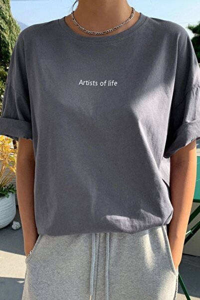 MODAGEN Μπλουζάκι Unisex Stone Grey Artists Of Life με στάμπα Oversize