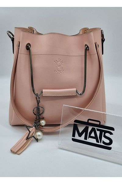 MATS ÇANTA Mats Metal Handle Hand and Shoulder Bag Powder