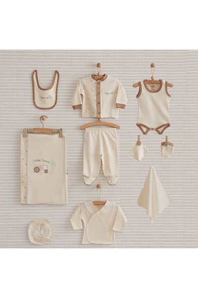 Bebbek Baby Beige Tractor 10 Pieces Newborn Alze003